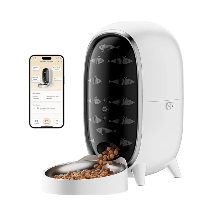 Автоматична смарт хранилка за котки и кучета, съвместима с IOS и Android приложение