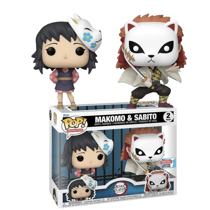 Set 2 Figurine Funko Pop, Demon Slayer: Kimetsu no Yaiba, Makomo, 10cm, multicolor