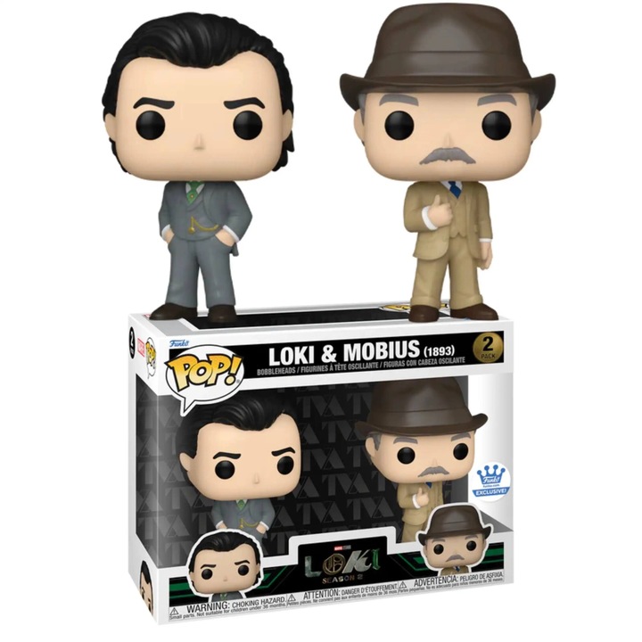 Set 2 Figurine Funko, Loki/Mobius, 10cm, vinil, multicolor