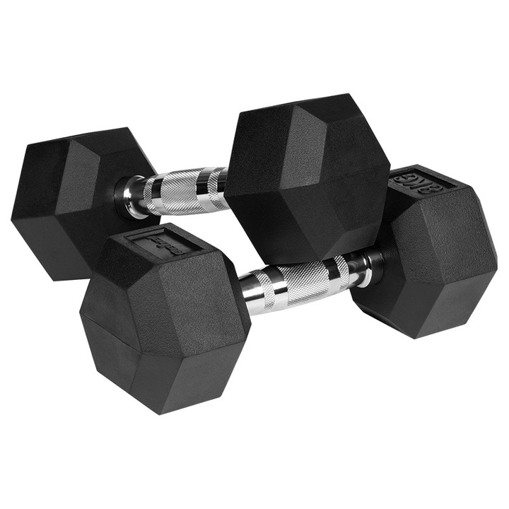 Gantere Dumbbell Hex fonta cauciucata 2X8 kg