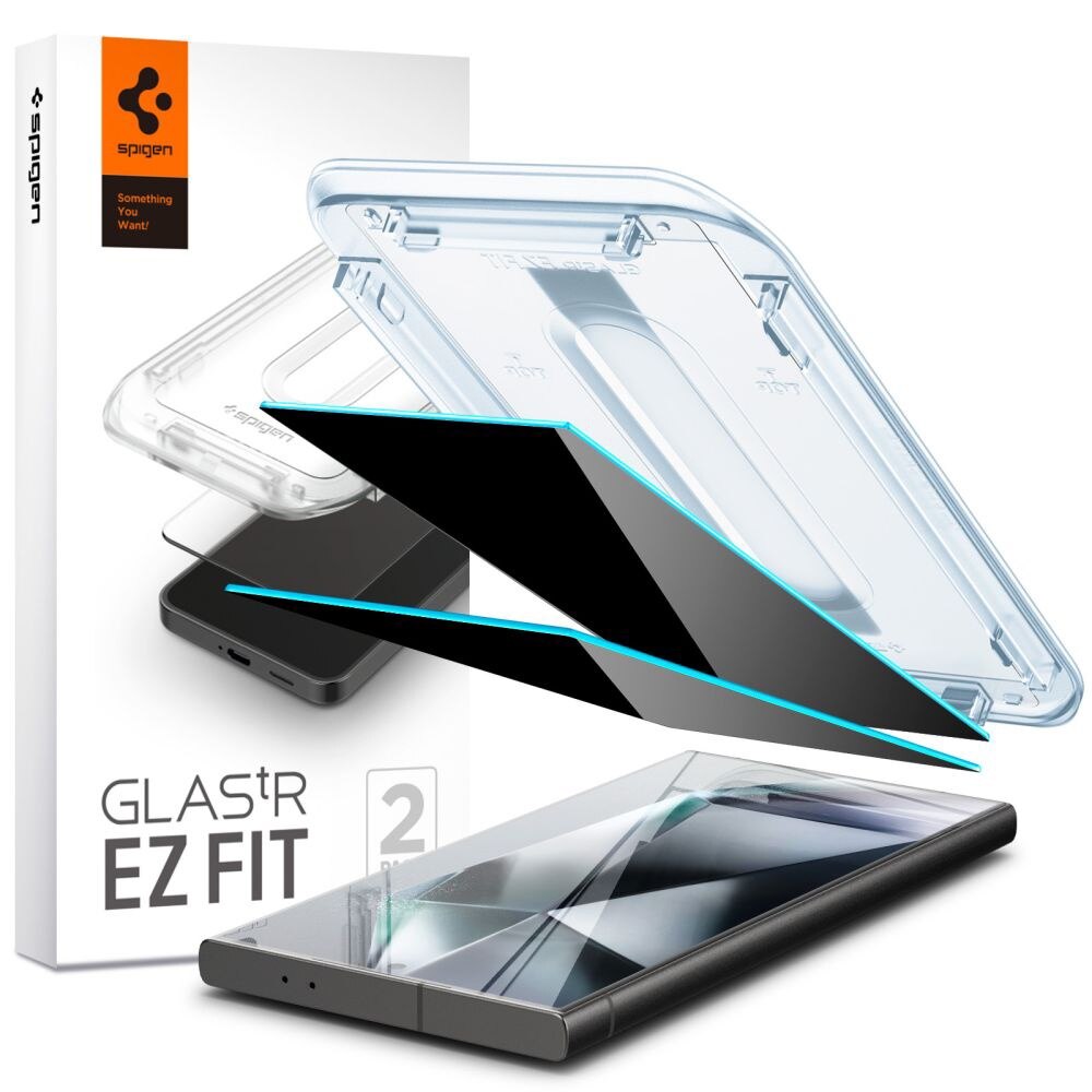 Folie pentru Samsung Galaxy S24 Ultra set 2, tru Samsung Galaxy S24 Ultra - Spigen Glas.tR EZ FIT, X21, Sticla securizata, Privacy