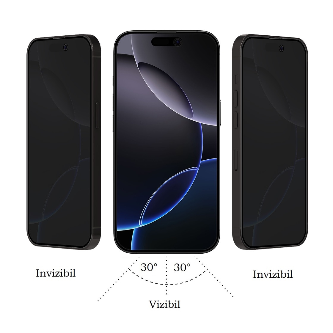 Folie Sticla Dr.Shield, Compatibil Apple iPhone 16 Pro, Protectie Profesionala 3D, Full Cover, Model Privacy