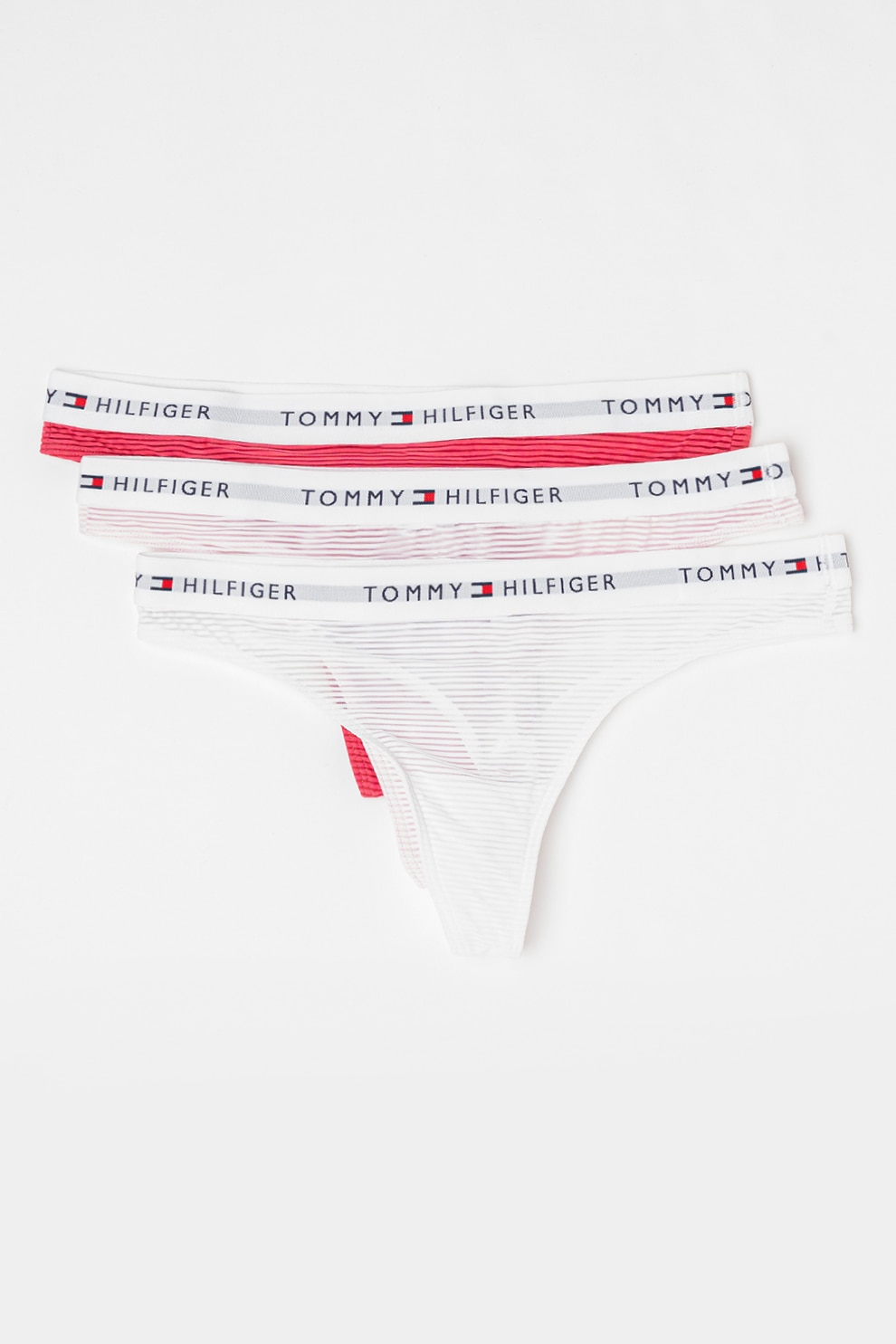 ♡[～3/25]My♡ Tommy Hilfiger, Танга с лого - 3 чифта, Бял, Черен, Прашно розово
