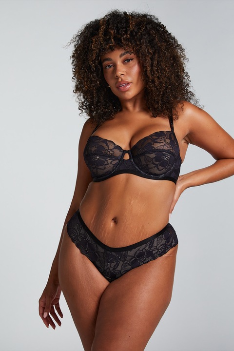 Hunkemoller, Дантелен сутиен с регулируеми презрамки, Черен