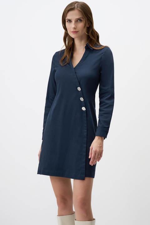 JIMMY KEY, Rochie petrecuta cu nasturi, Bleumarin, XL