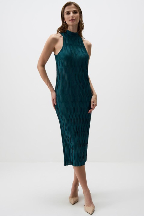 JIMMY KEY, Rochie midi cu decolteu halter, Albastru petrol