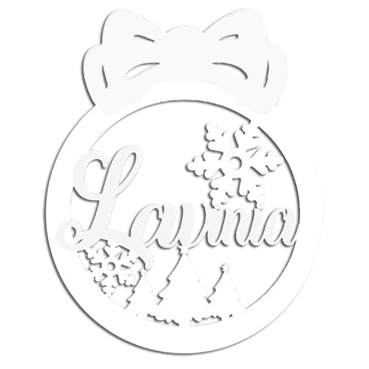 Glob de Craciun, model fundite si fulgi de zapada, nume Lavinia, 10 cm, ArtemisGift