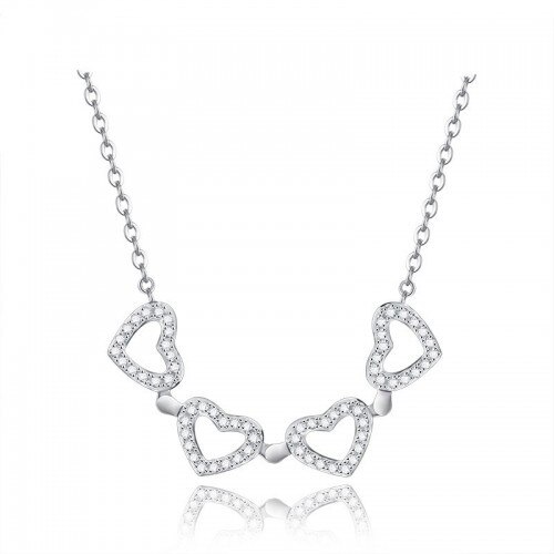 Colier Argint Four Hearts