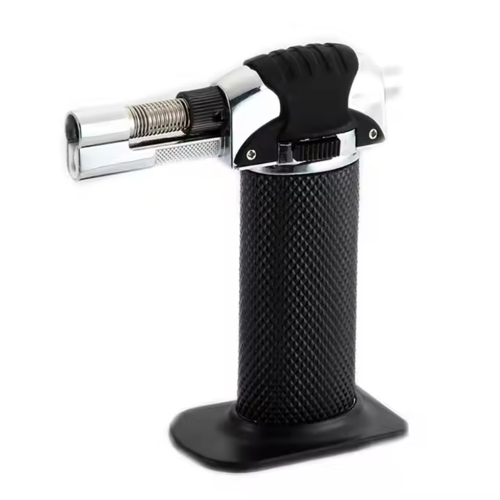 Arzator portabil cu gaz, Zola, aprindere piezoelectrica, reincarcabil, pentru lipire, incalzire si inghetare, capacitate rezervor 7.3 g, 101x30x115 mm, negru