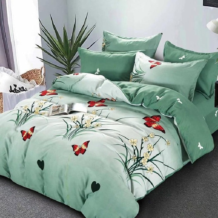 Lenjerie de pat pentru 2 persoane, Pucioasa, X1, Gardenia, Finet, 6 piese