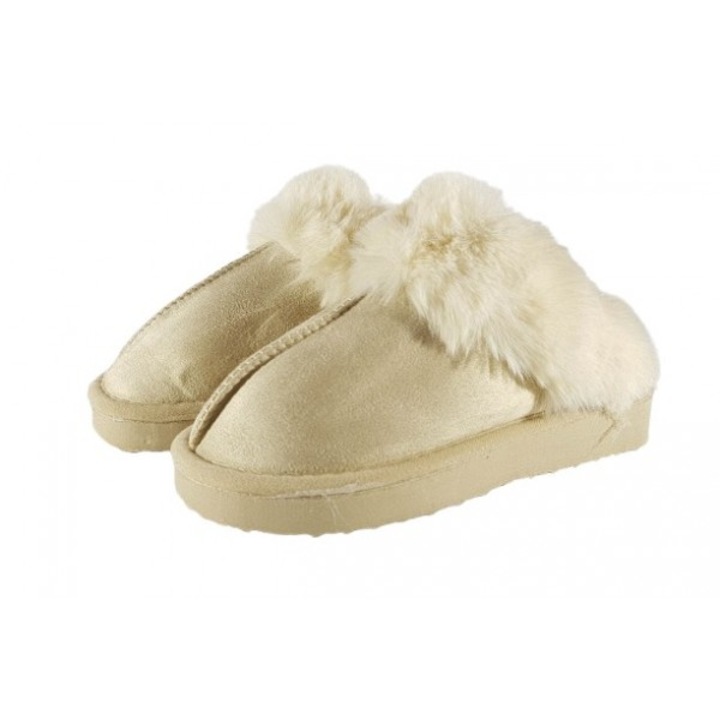 Papuci De casa bej, imblaniti 22008, Bej, 40
