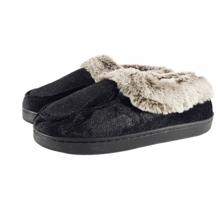 Papuci De casa negri, imblaniti 8098, Negru, 37
