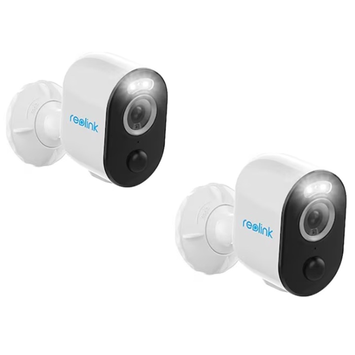 Комплект от 2 безжични WiFi камери за видеонаблюдение, 4 MP, IR 10 м, цветна нощна камера 10 м, PIR, сирена, 6000 mAh, слот за карта, микрофон, детекция на хора/превозни средства