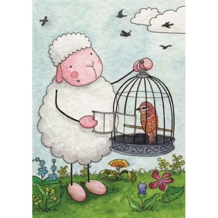 Felicitare cu pagina de colorat, Szaron, multicolor