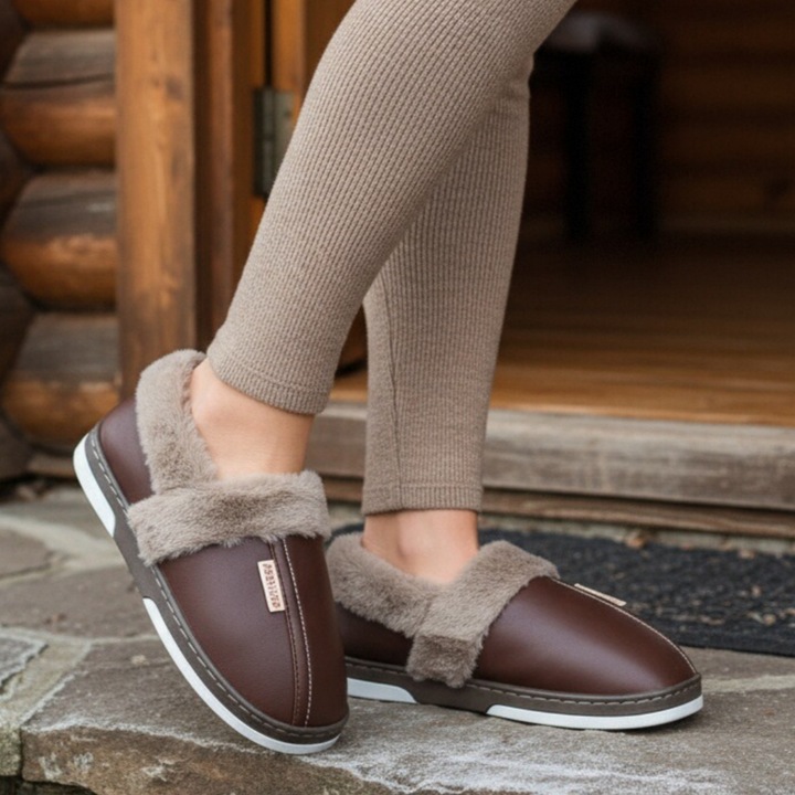 Papuci de casa imblaniti L603maro 113338, Maro, 36-37