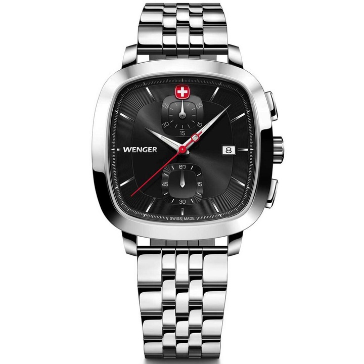 Wenger férfi kvarcóra, 40mm, 5ATM, Ezüstszín