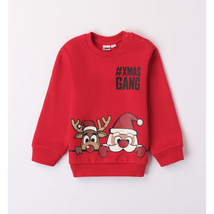 Блуза с релета с коледен унисекс принт, I Do, 4.7448, Червена, 116-122 см