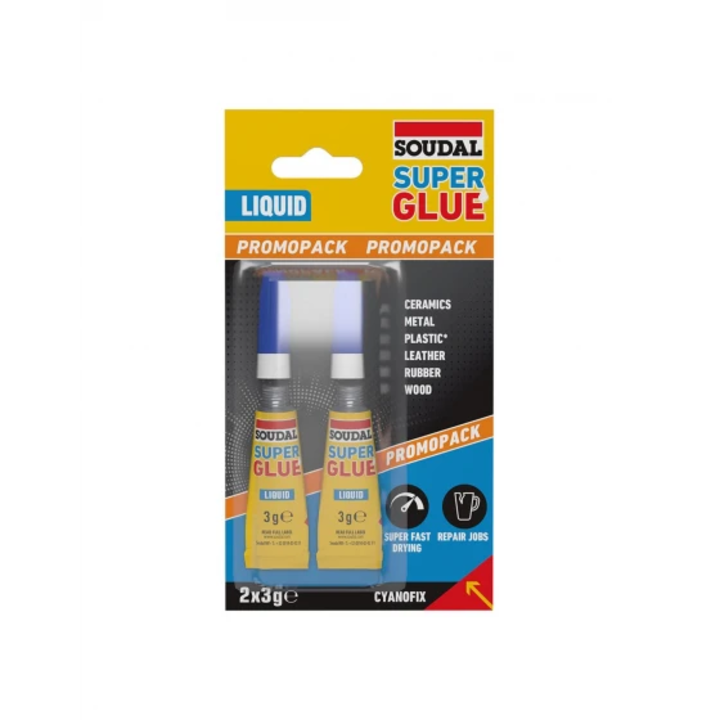 Adeziv Soudal Super Glue Lichid, 2 x 3g