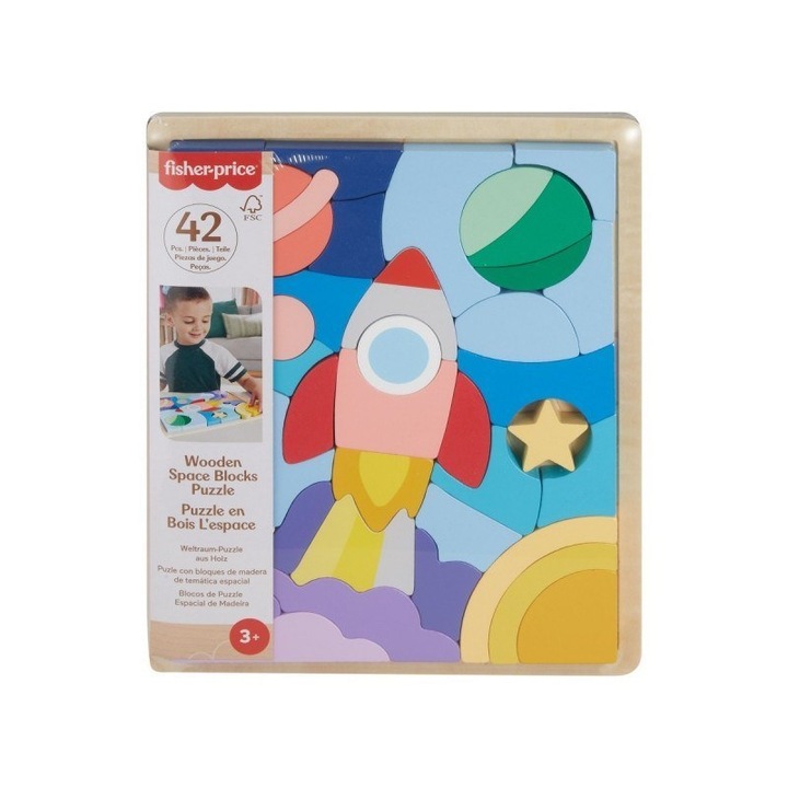 Puzzle, fa, Fisher Price, 42 db, tarka, 250x300mm, +3 év