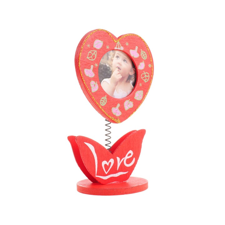 Mini rama foto lemn inimioara - Rosu, Createur