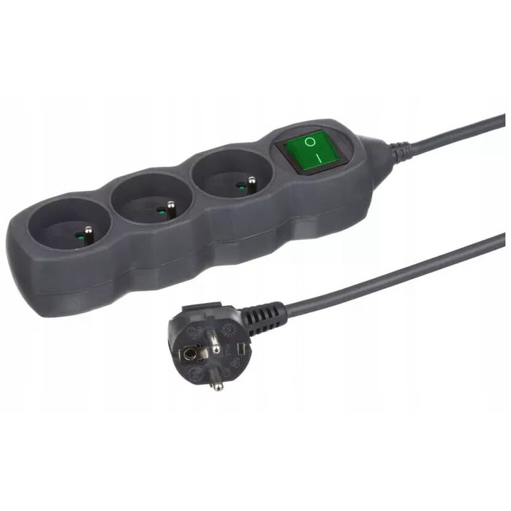 Удължител, 3 гнезда, Duwi, 3м, черен