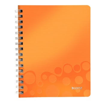 Caiet de birou Leitz WOW, PP, A5, cu spira, matematica, Portocaliu metalizat Caiet de birou Leitz WOW, PP, A5, cu spira, matematica, Portocaliu metalizat