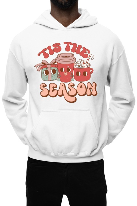 Hanorac barbati cu imprimeu, Craciun - Tis the Season 2, mix 1, Alb