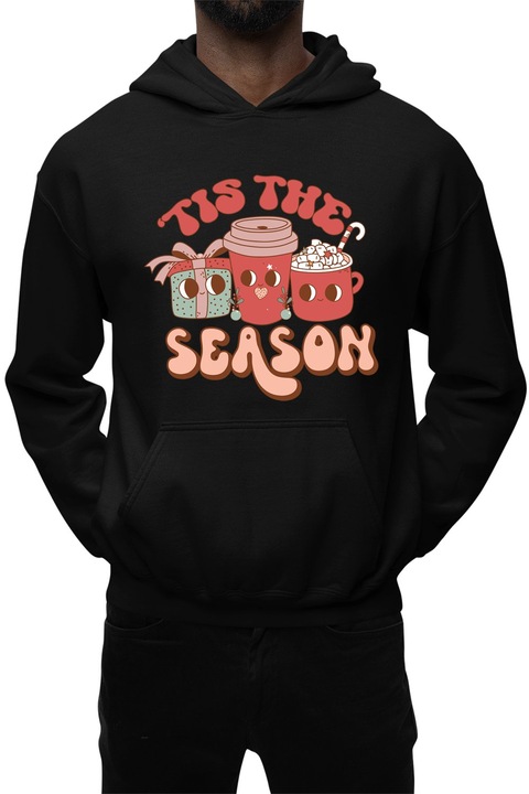 Hanorac barbati cu imprimeu, Craciun - Tis the Season 2, mix 1, Negru