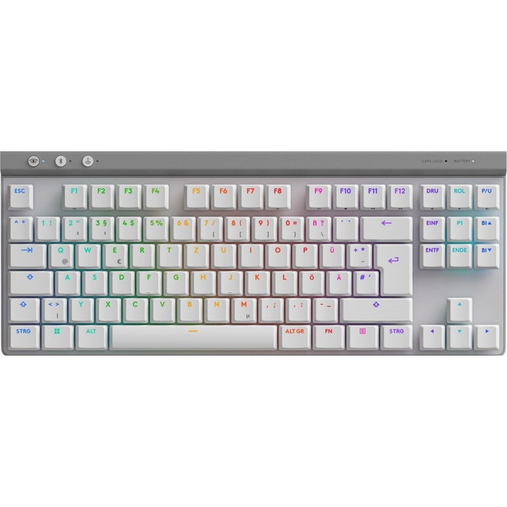 Геймърска клавиатура, Logitech G G515, безжична, Bluetooth, бяла, RGB осветление