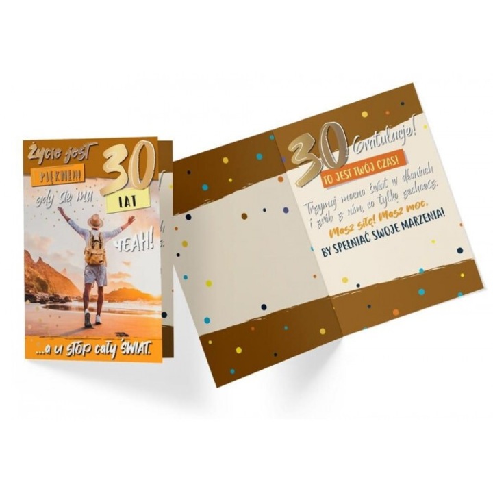 Felicitare B6 Kukartka Urodziny 30, metalizata, 11,7x16,6cm