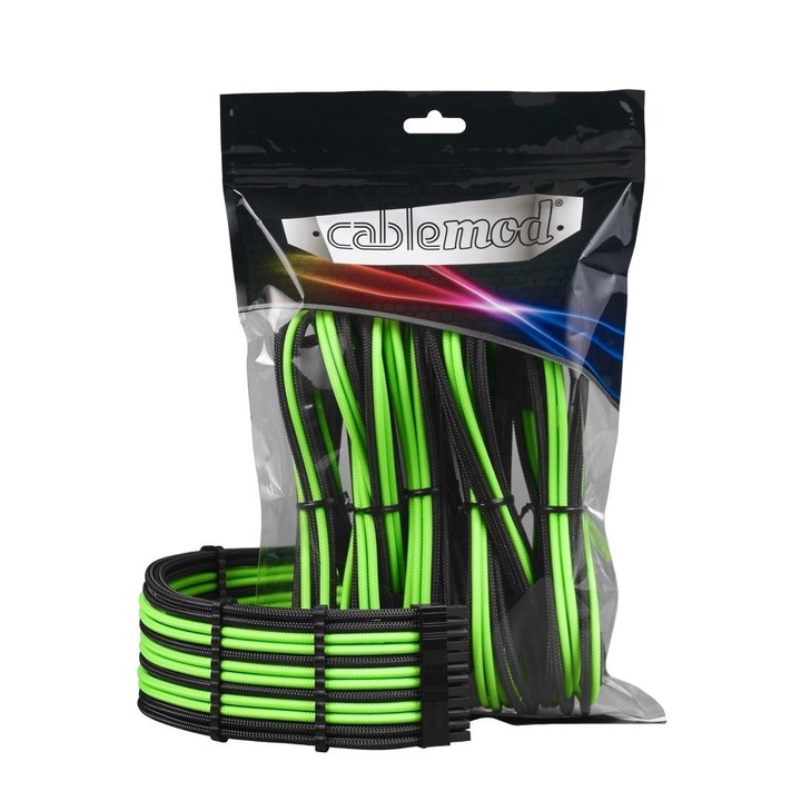 Cabluri de alimentare interne CableMod, negru/verde, 3 buc