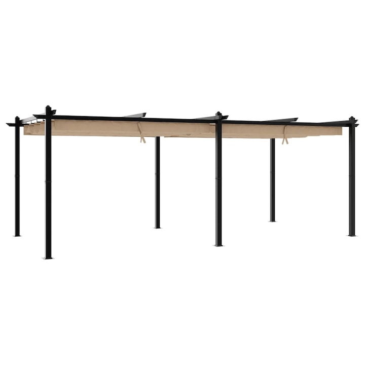Foisor de gradina acoperis retractabil vidaXL, gri taupe, 3x6 m, aluminiu, 23.5 kg