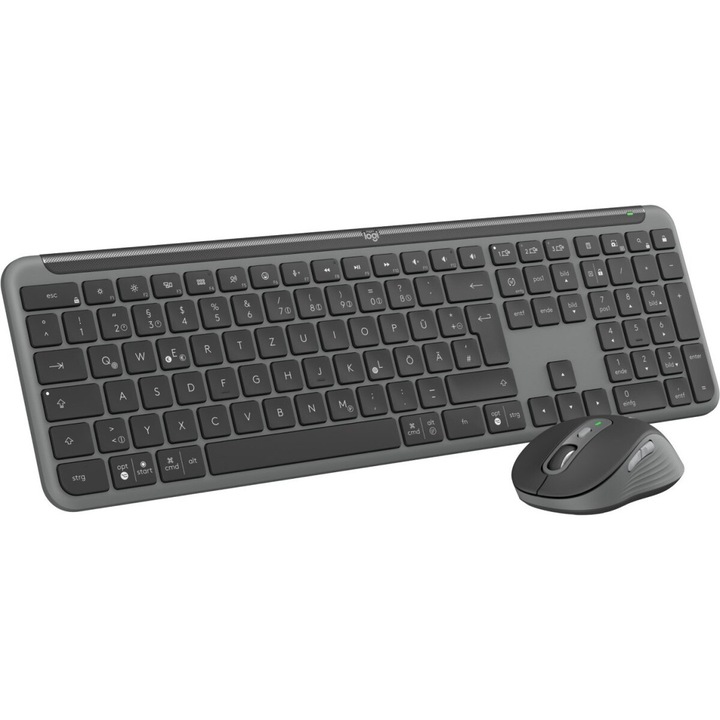 Клавиатура с мишка, Logi, MK950, безжична + Bluetooth, графит, размери 433.85x23.1x134.8mm