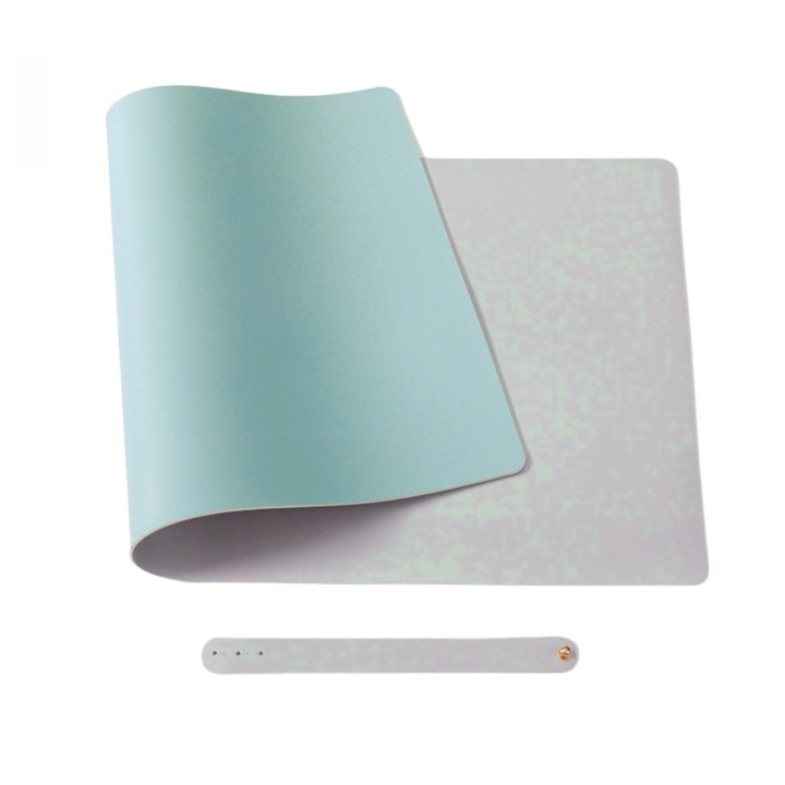 Mousepad, piele, cu doua fete, verde/gri, 45x90cm, fata de masa