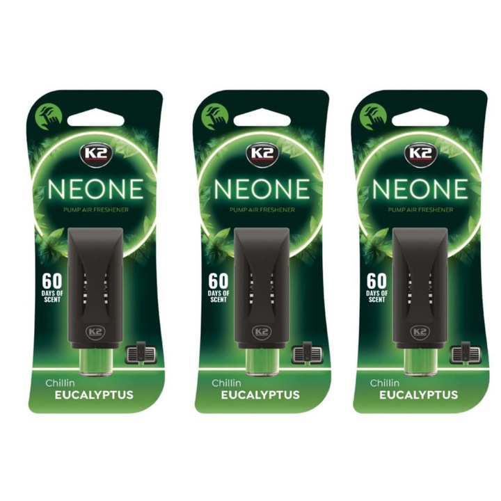 3 db autós légfrissítő csomag Puf-Puf K2 NEONE EUCALYPT (Unisex)