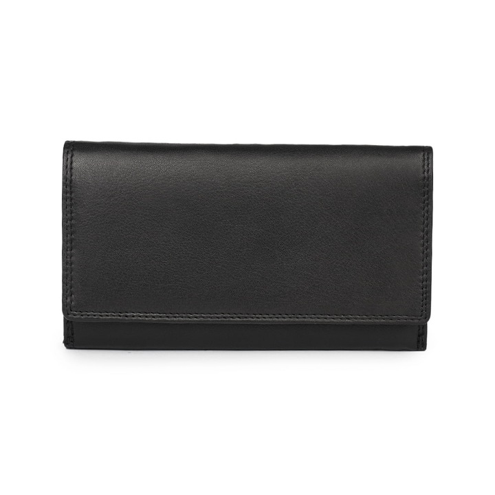 Portofel dama din piele naturala Fabio XL negru