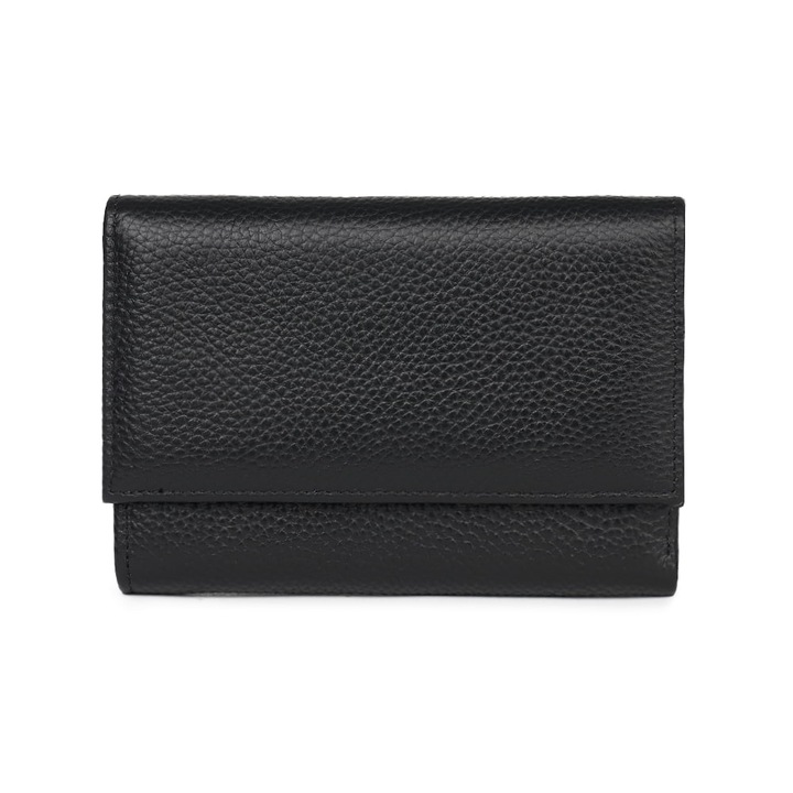 Дамски портфейл Simeon черен от естествена кожа