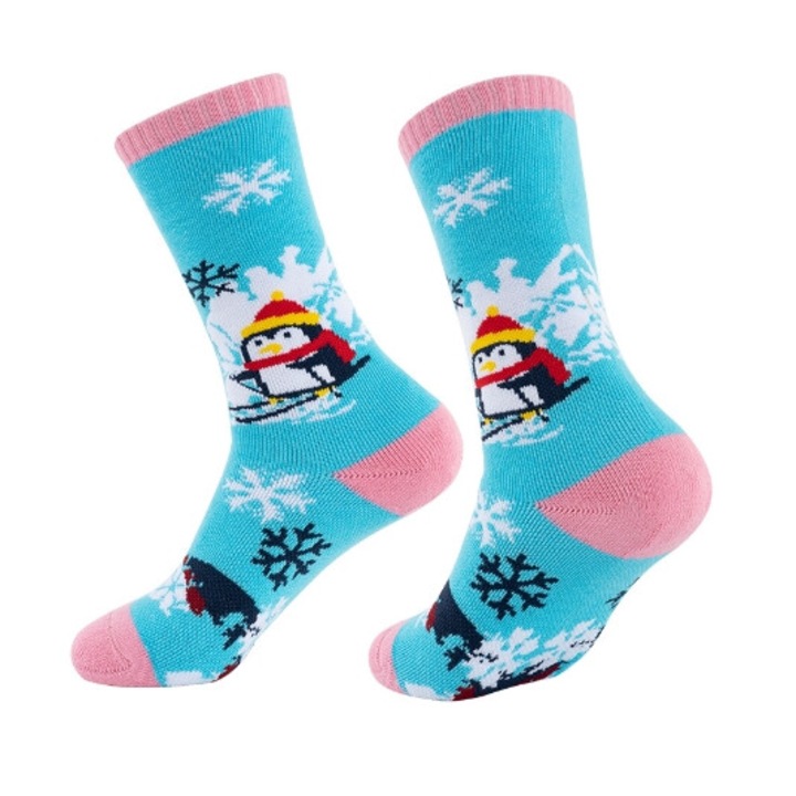 Детски чорапи, дълги, устойчиви на износване, абсорбиращи потта, светлосини, размер 30-35