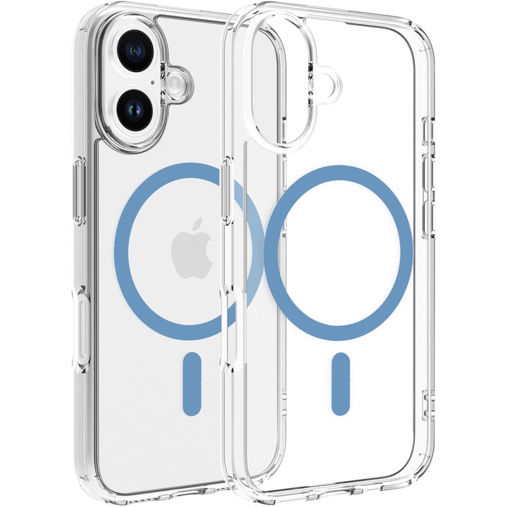 Husa de protectie Dviced, Magsafe pentru iPhone 16 clear case, Blue