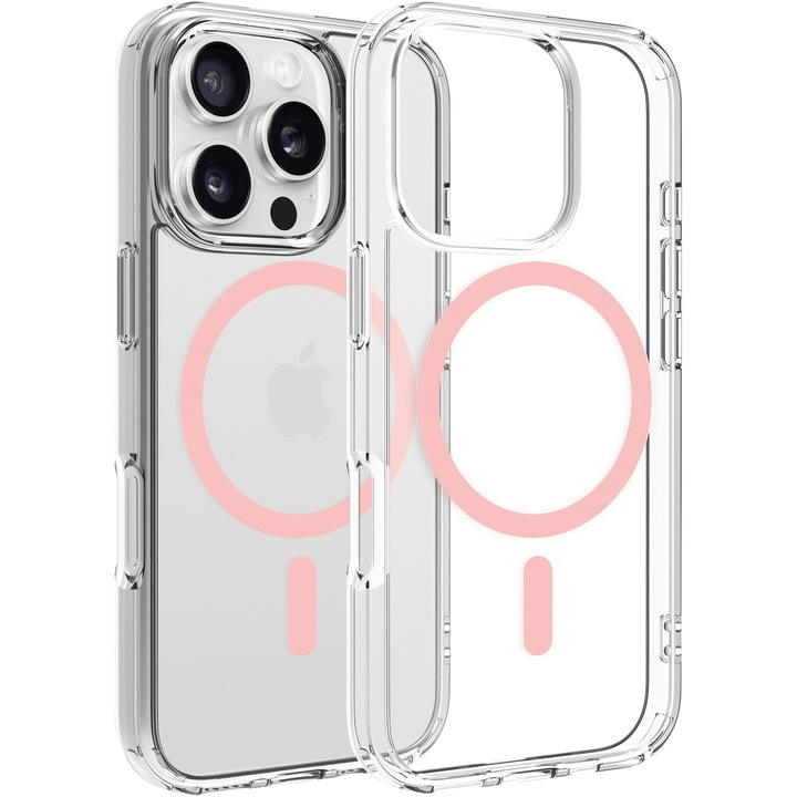 Husa de protectie Dviced, Magsafe pentru iPhone 16 Pro clear case, Pink