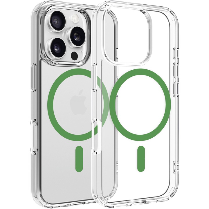 Husa de protectie Dviced, Magsafe pentru iPhone 16 Pro clear case, Green