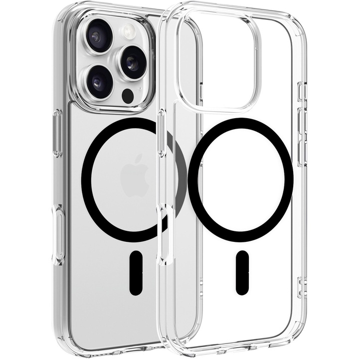 Husa de protectie Dviced, Magsafe pentru iPhone 16 Pro clear case, Black
