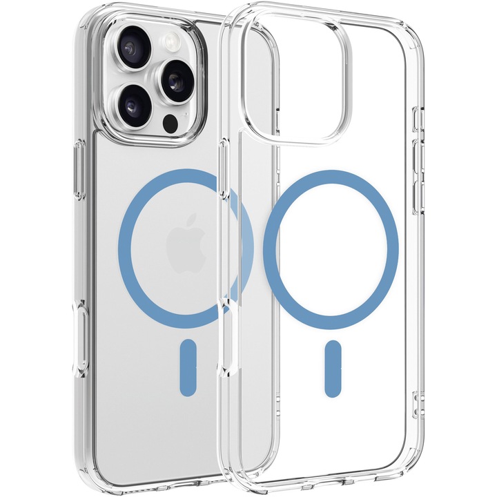 Husa de protectie Dviced, Magsafe pentru iPhone 16 Pro Max clear case, Blue