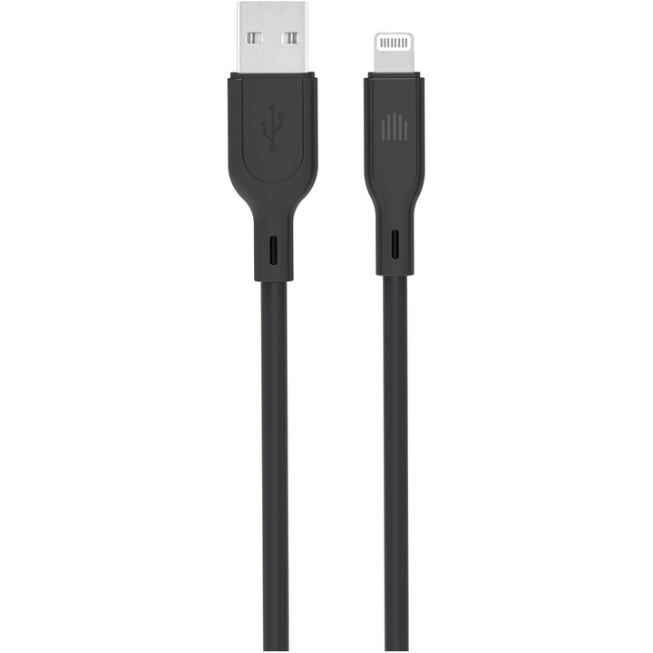 Cablu Dviced USB-A to Lightning silicone 1,25m, Black