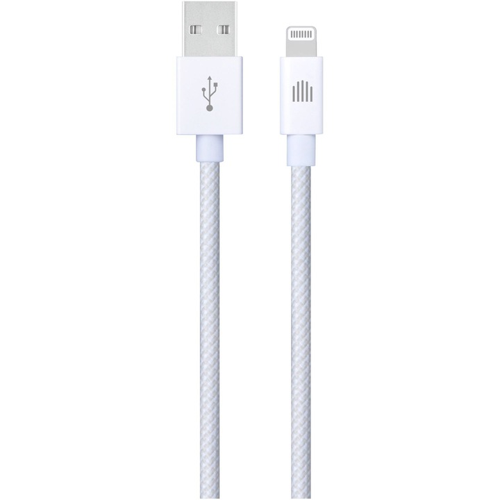 Cablu Dviced USB-A to Lightning Nylon Textile 1,25m, White