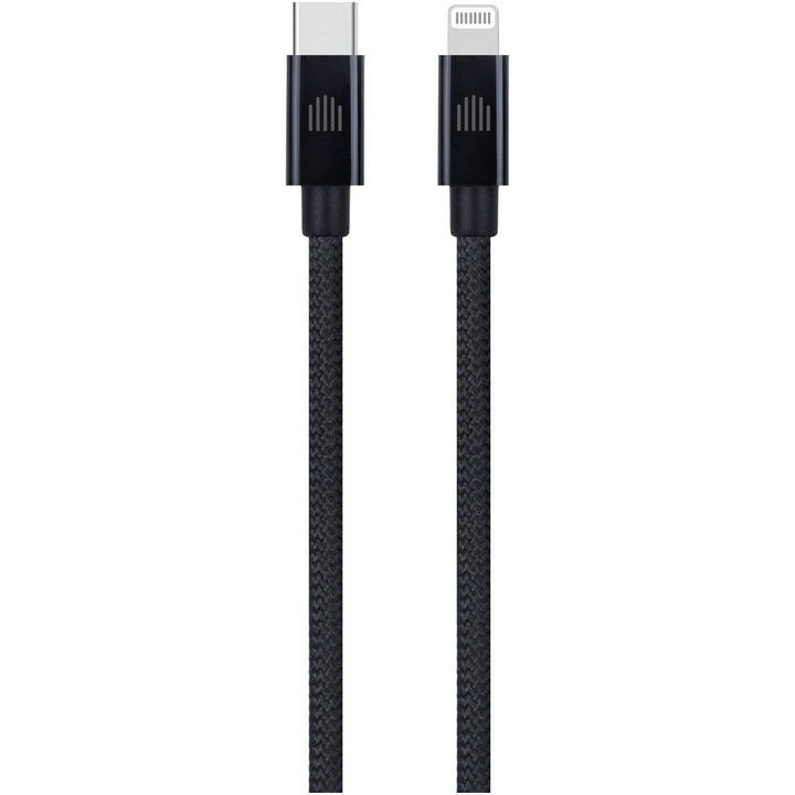 Cablu Dviced USB-C to Lightning Nylon Textile 0,25m, Black