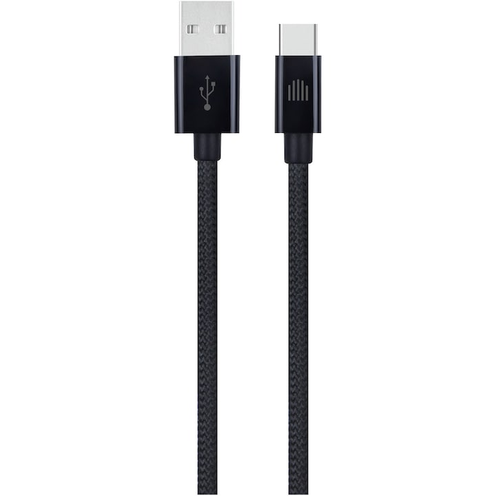 Cablu Dviced USB-A to USB-C Nylon Textile 1,25m, Black