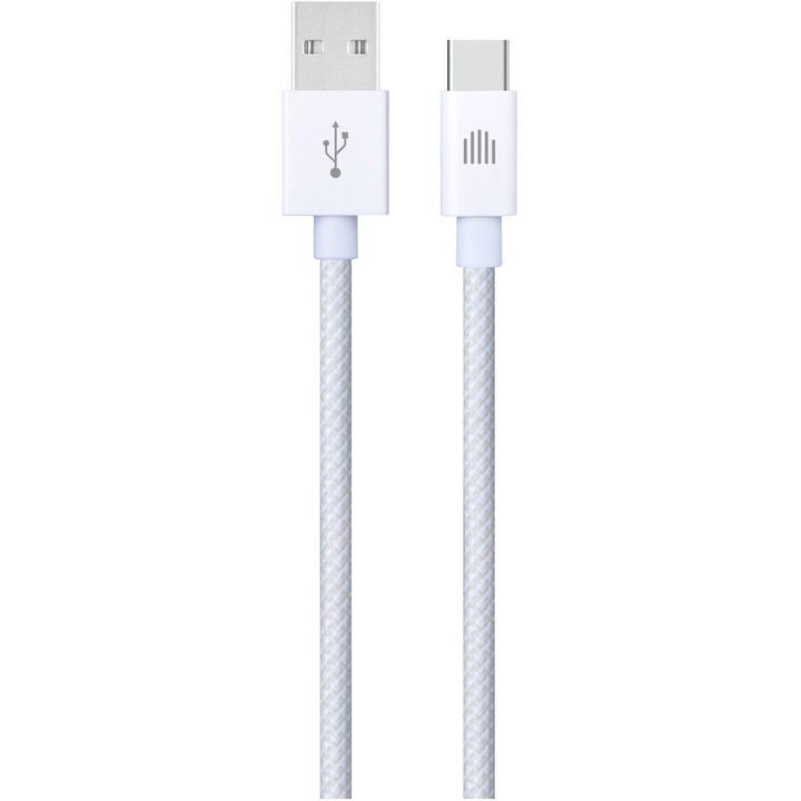Cablu Dviced USB-A to USB-C Nylon Textile 1,25m, White