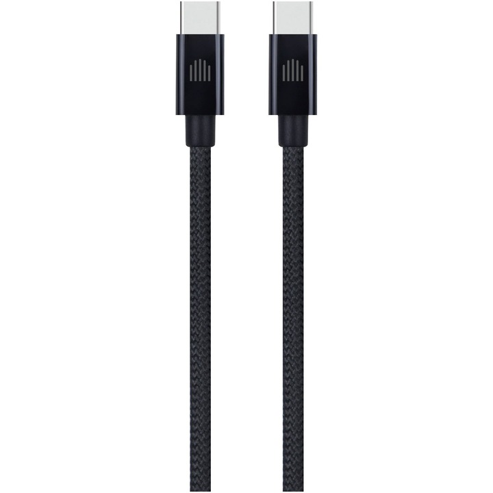 Cablu Dviced USB-C to USB-C Nylon Textile 0,25m, Black
