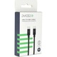 Dviced USB-C - USB-C kábel, nylon textil, 0,25m, fekete